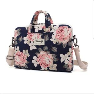 Canvas life floral laptop shoulder messenger bag case sleeve/convertible